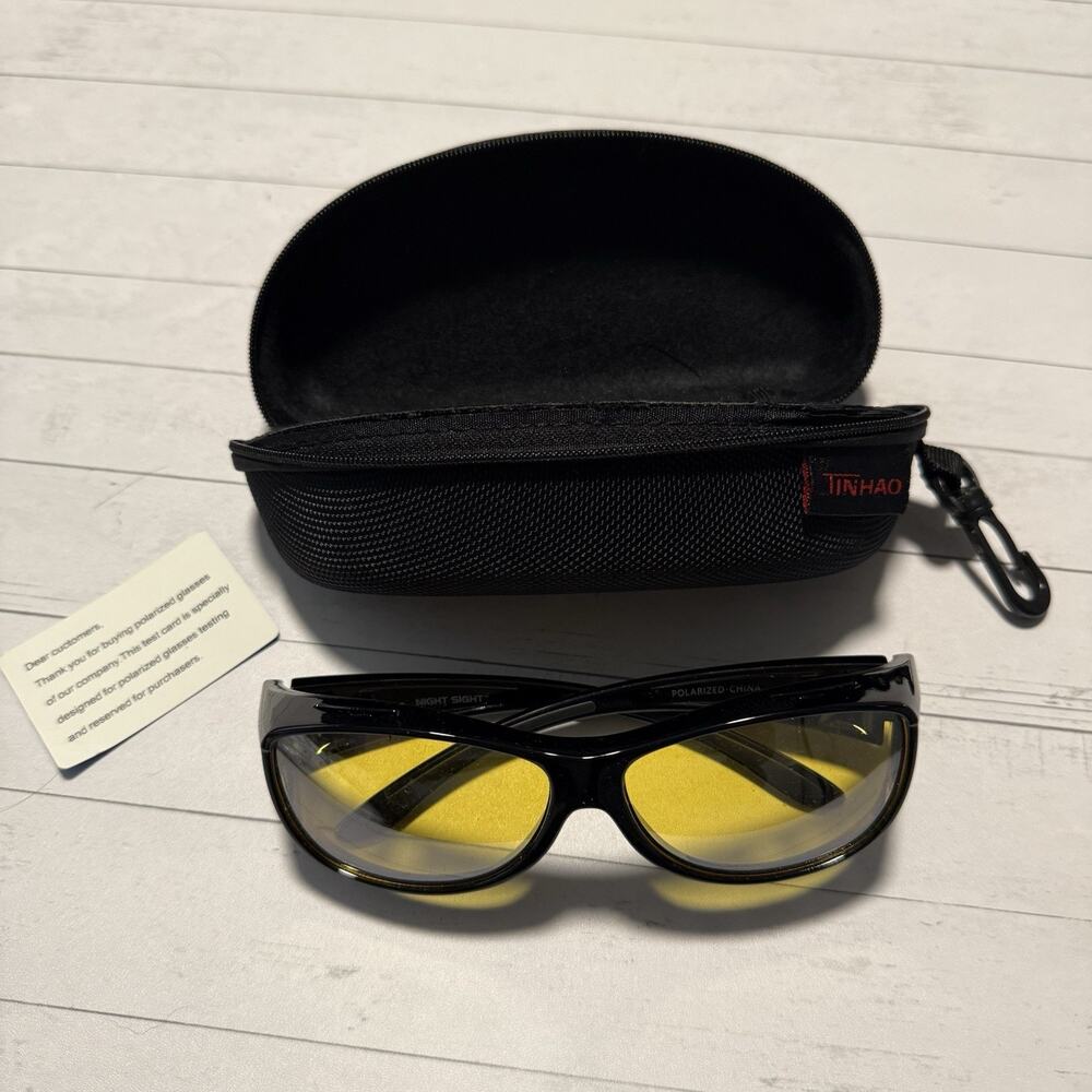 Night Sight Yellow Lens Fit Over Glasses Polarized Anti-Glare + TinHao Case